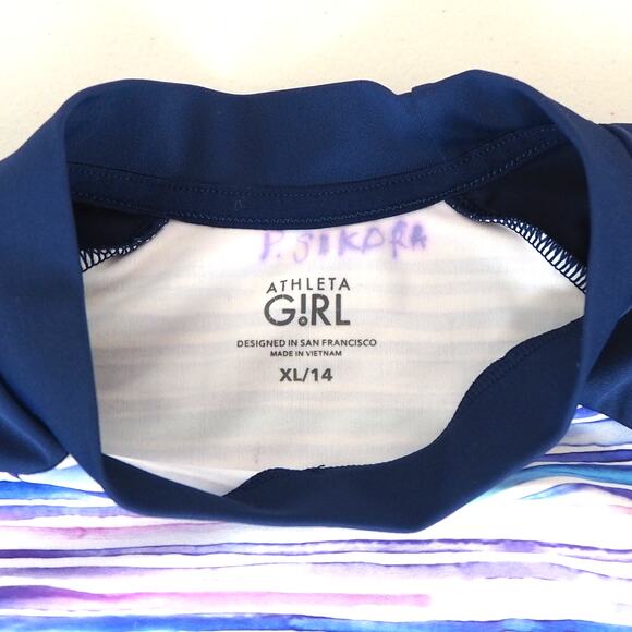Athleta Girl Swim Rash Guards Youth Size XL/14 Lot of 2 Floral Multi Color - Picture 7 of 14